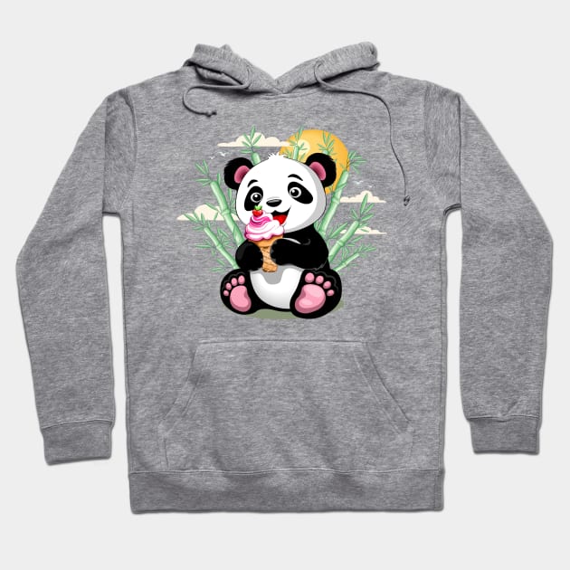 Panda Baby with Ice Cream Summer Character Hoodie by BluedarkArt